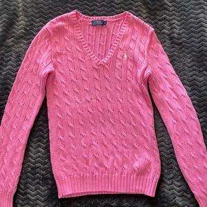 Polo Woven pattern Sweater- Women S Petite.  Loft Blue Pants- Women 4(27)